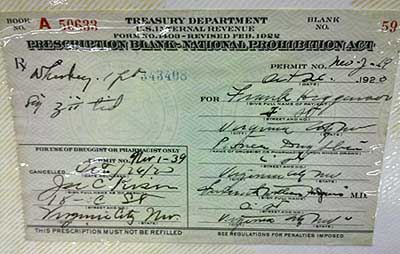 prohibitiion medical prescription for whiskey