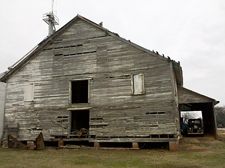 The barn located next to the truck on Highway 96 in central Georgia.