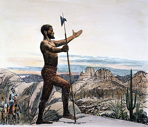 A drawing of the black Moroccan explorer Estevanico. Photo from amazon.com.