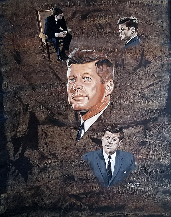 An undated portrait of John F. Kennedy by Tom McKinney.