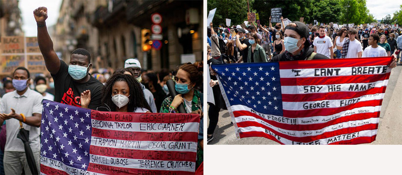 These two re-purposed flags are among the more unusual expressions of outrage among the protesters. I would say they are worth keeping.