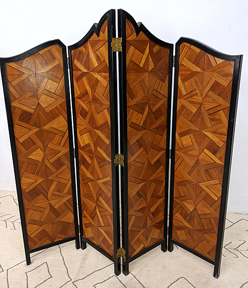 Four-panel parquet folding screen.
