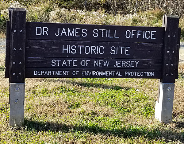 Sign designating the Dr. James Still historic site in New Jersey. 