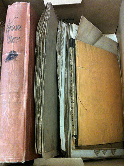 Some of William H. Dorsey's actual scrapbooks, which have survived. Photo from journals.openedition.org. 