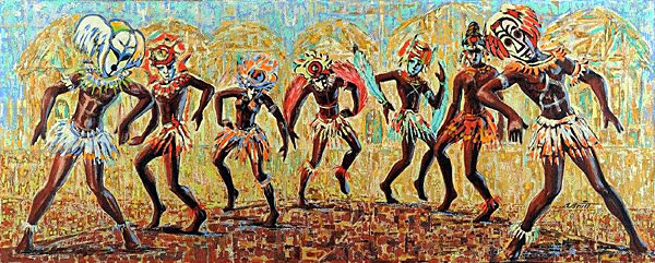 Benjamin Britt "African Dancers," circa 1970s. From the collection of Donnell Walker. 