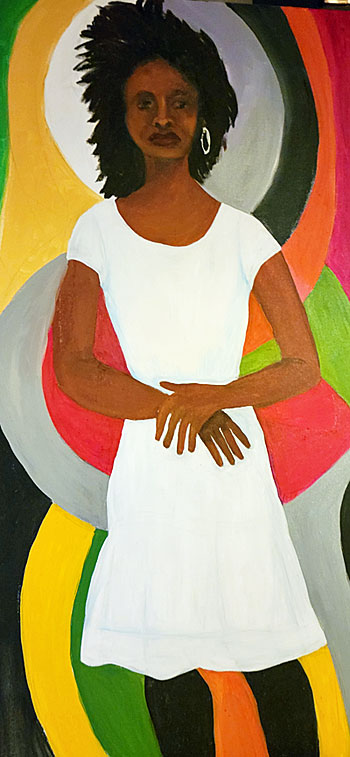 Bessie Ruth Bridges' woman in white. She says this painting is unfinished. 