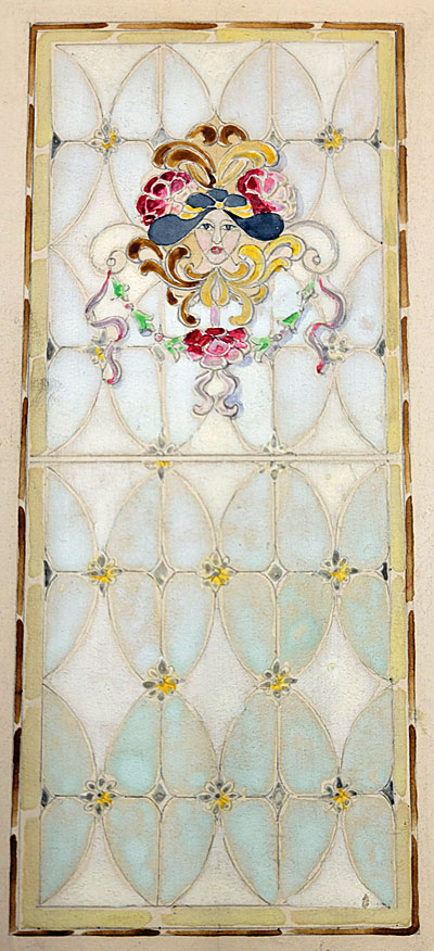 Enlarged view of a stained glass watercolor sample in the collection of the Free Library of Philadelphia.