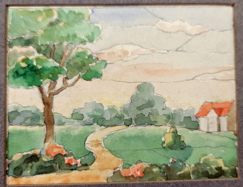 Enlarged view of a watercolor among the stained glass window samples donated by Oesterle Glass Works to the Free Library of Philadelphia. The artist is unknown.