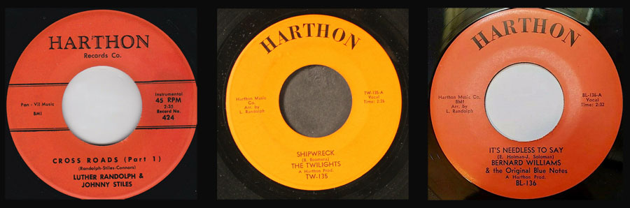 Three records produced by Harthon records in the 1960s.